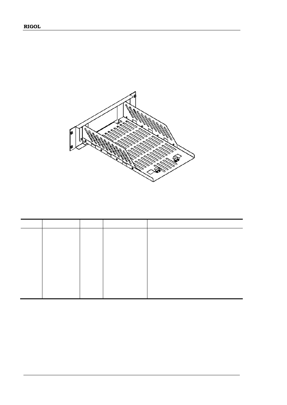 To rack mount the instrument, Kit parts list, To rack mount the instrument kit parts list | No. name qty. part number description | RIGOL DG5000 Series User Manual | Page 62 / 70