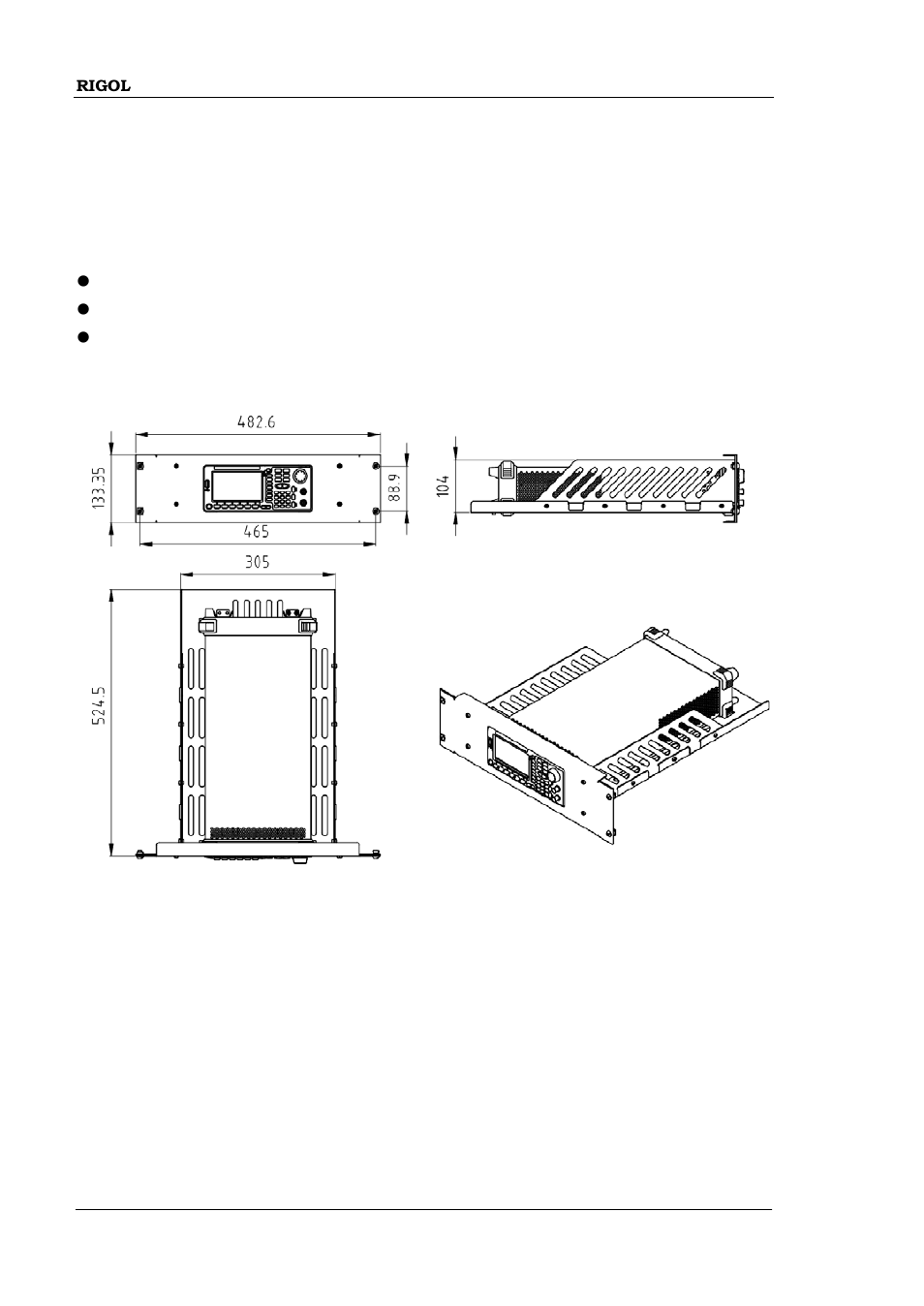 Space requirements for installation | RIGOL DG5000 Series User Manual | Page 64 / 70