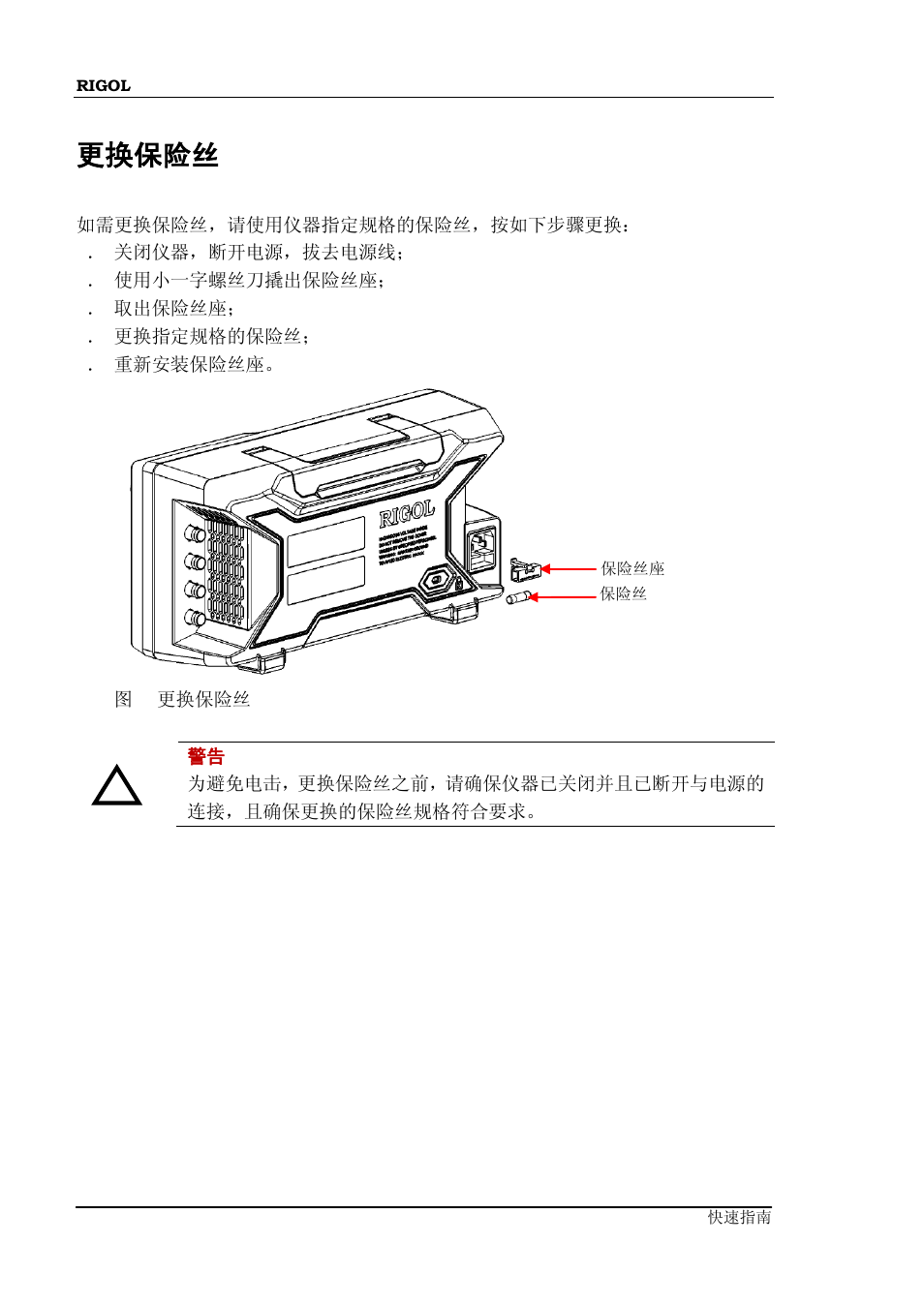 更换保险丝 | RIGOL DG4000 Series User Manual | Page 26 / 90