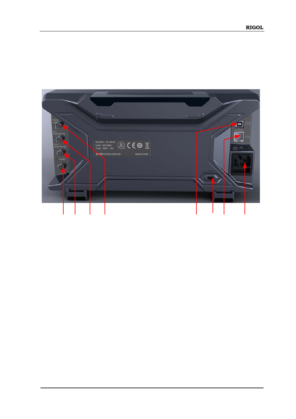 Rear panel | RIGOL DG4000 Series User Manual | Page 69 / 90