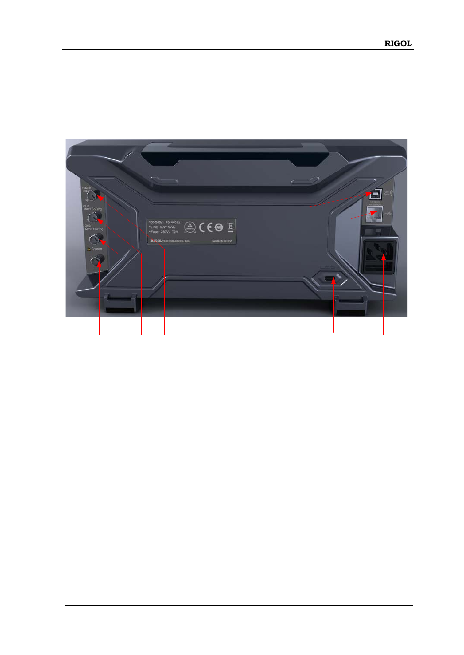 Rear panel, Rear panel -13 | RIGOL DG4000 Series User Manual | Page 37 / 238