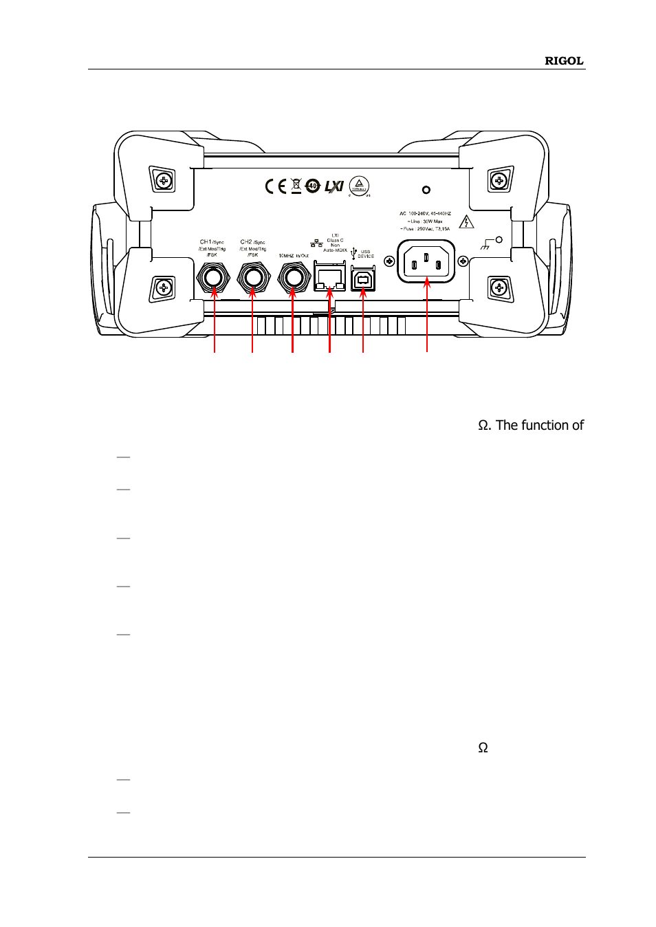 Rear panel overview | RIGOL DG1000Z Series User Manual | Page 53 / 73