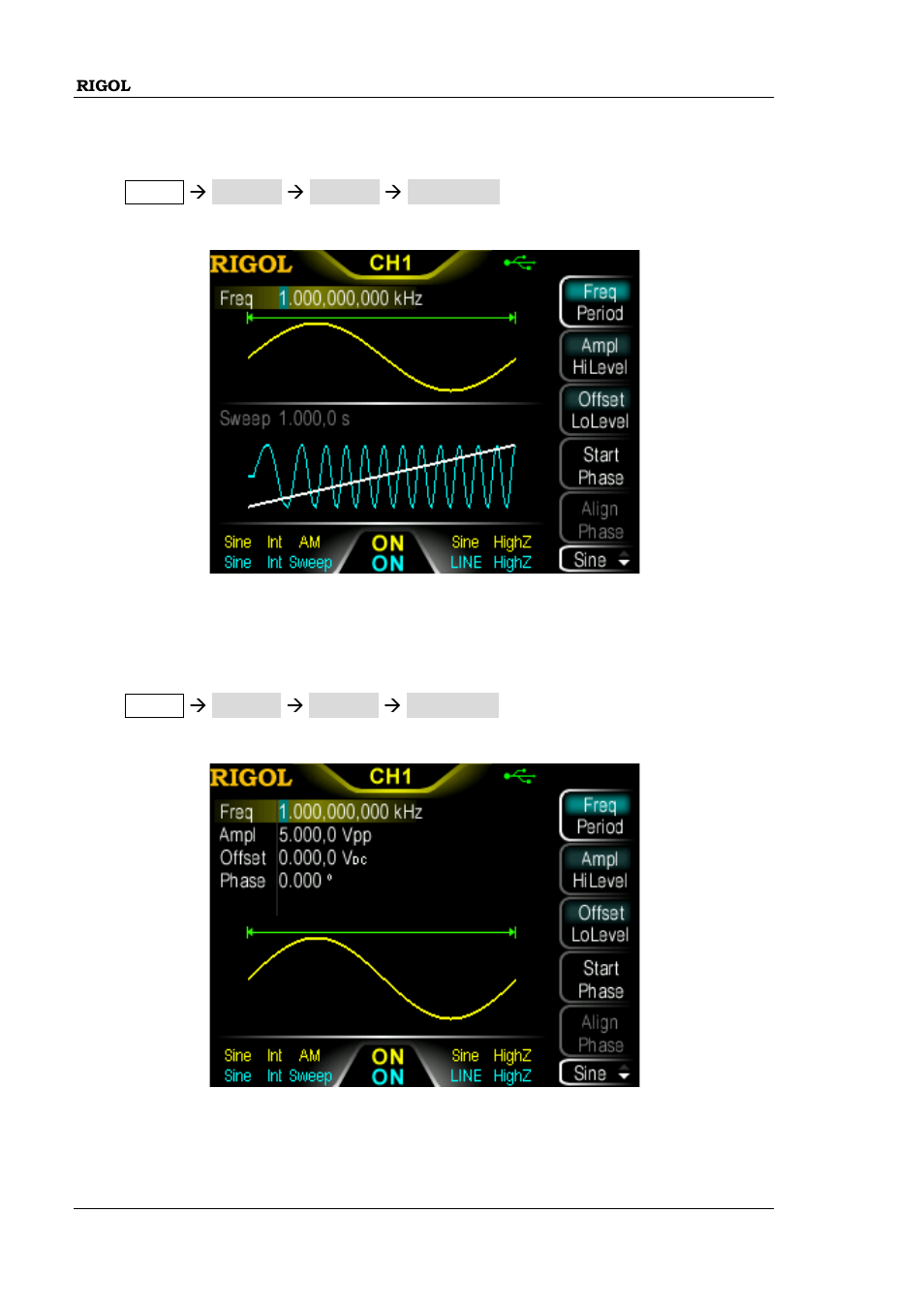 Dual channels graph mode, Single channel mode | RIGOL DG1000Z Series User Manual | Page 58 / 73