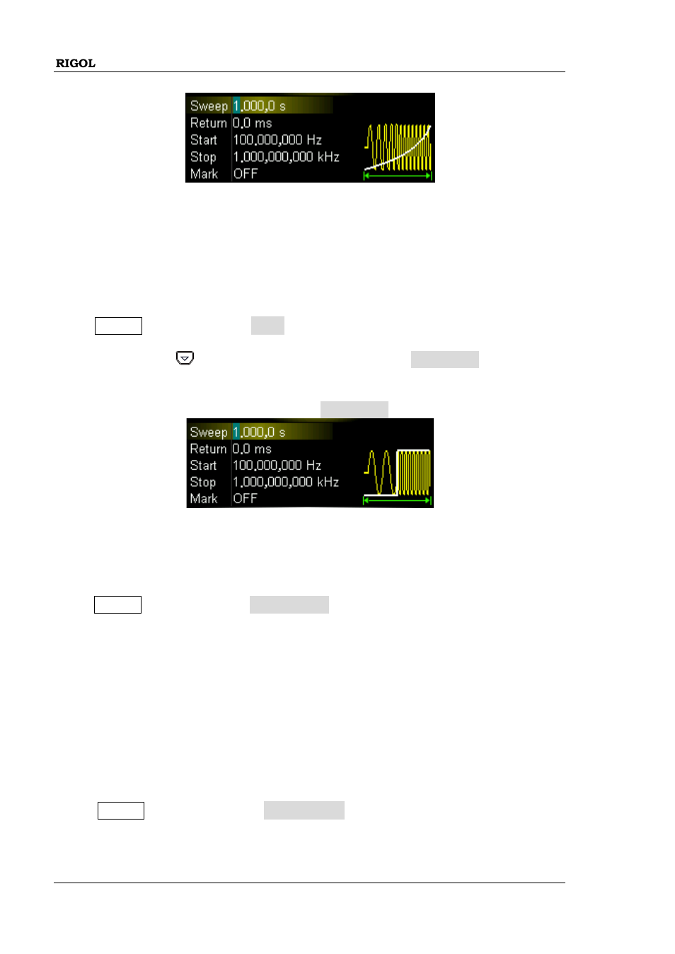 Step sweep, Sweep time, Return time | Sweep time -60, Return time -60 | RIGOL DG1000Z Series User Manual | Page 110 / 188