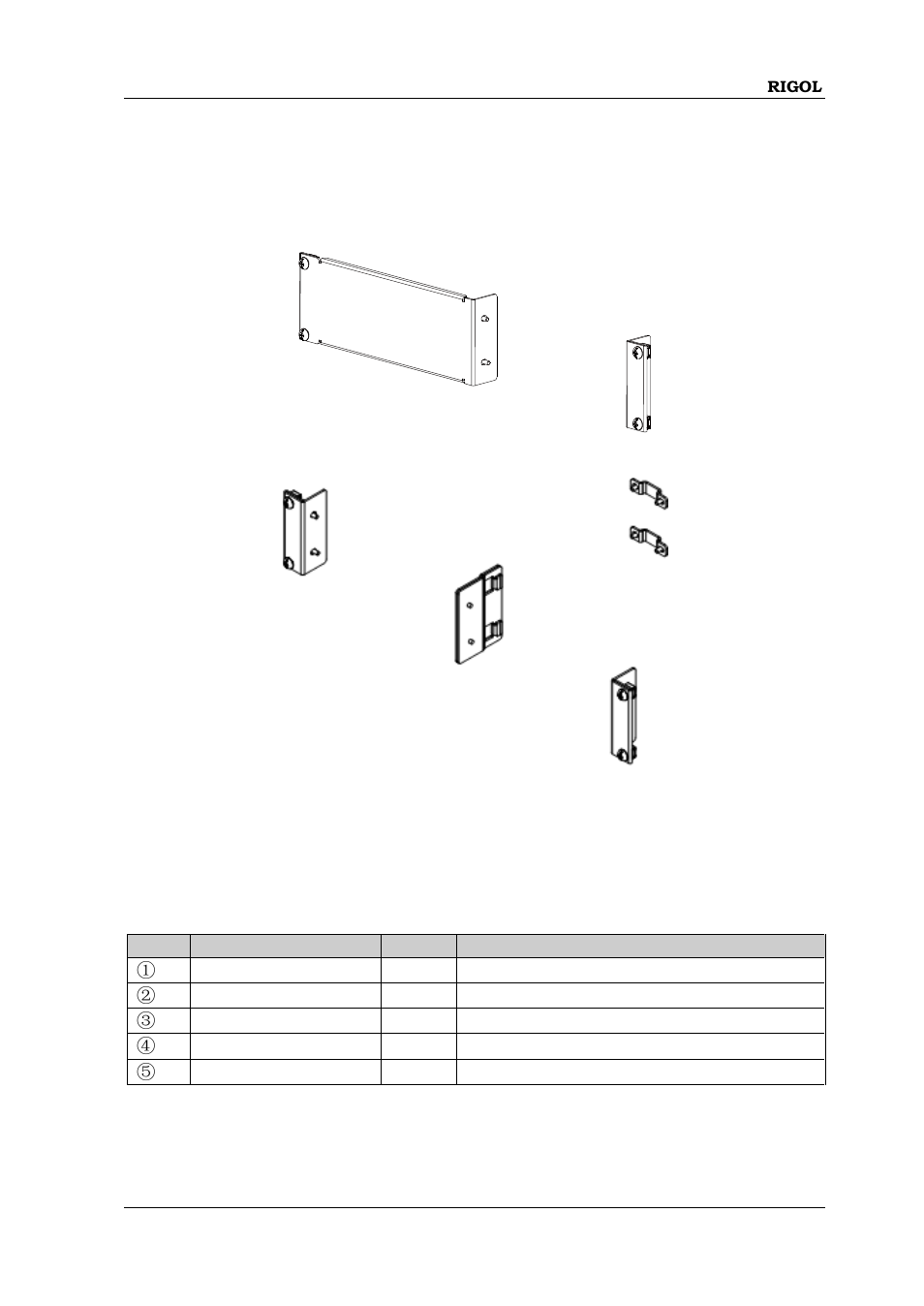 Rack mount kit installation (option), To install single instrument, Kit parts list | Rack mount kit installation (option) -21, To install single instrument -21 | RIGOL DG1000Z Series User Manual | Page 39 / 188