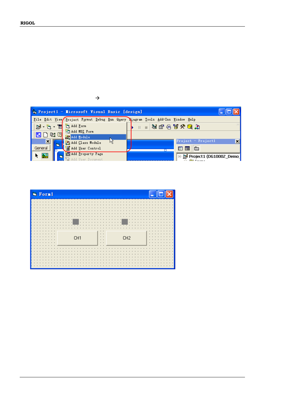 Visual basic programming demo, Visual basic programming demo -14 | RIGOL DG1000Z Series User Manual | Page 240 / 264