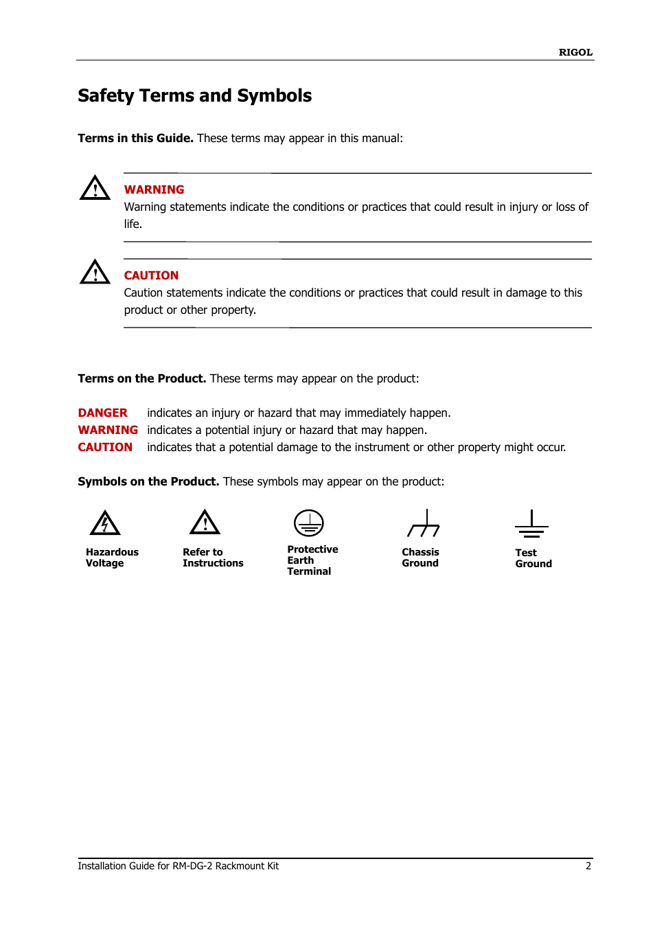 Safety terms and symbols | RIGOL DG1000 Series User Manual | Page 3 / 10