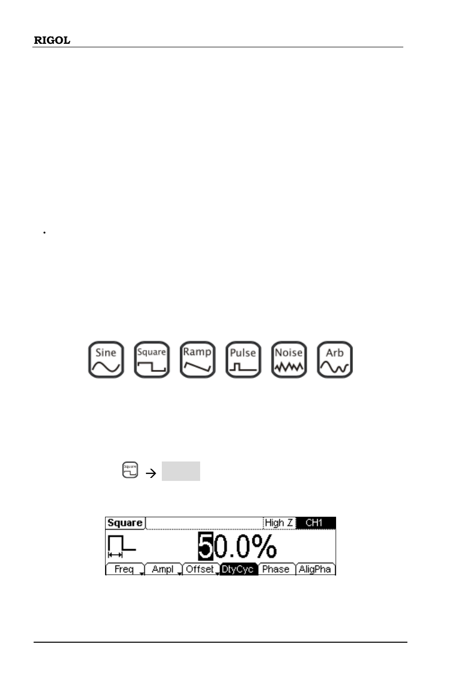 Quick start, Waveform settings | RIGOL DG1000 Series User Manual | Page 16 / 25