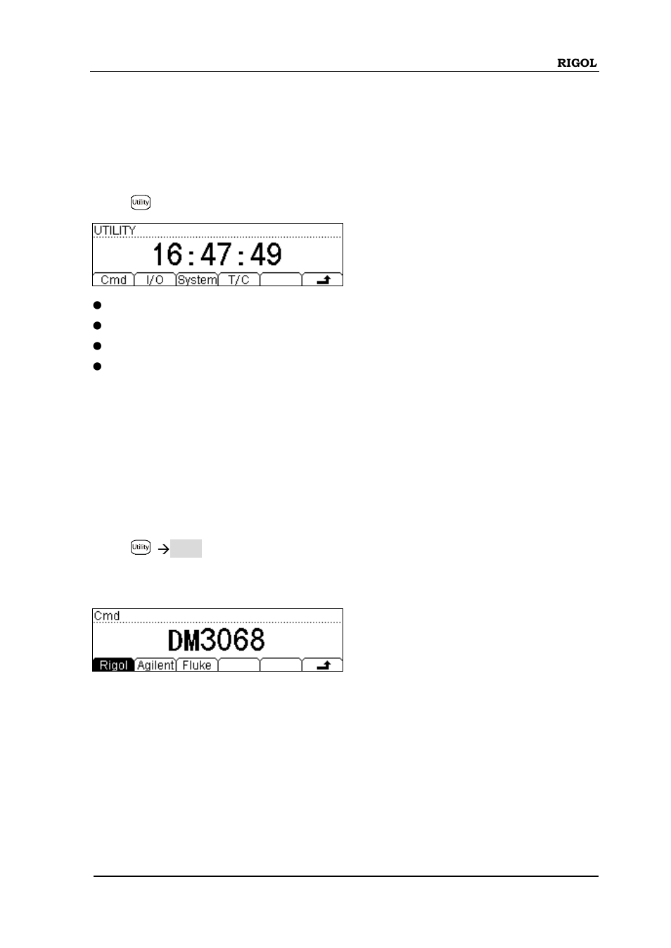Utility, Command set, Utility -69 | Command set -69 | RIGOL DM3068 User Manual | Page 111 / 169