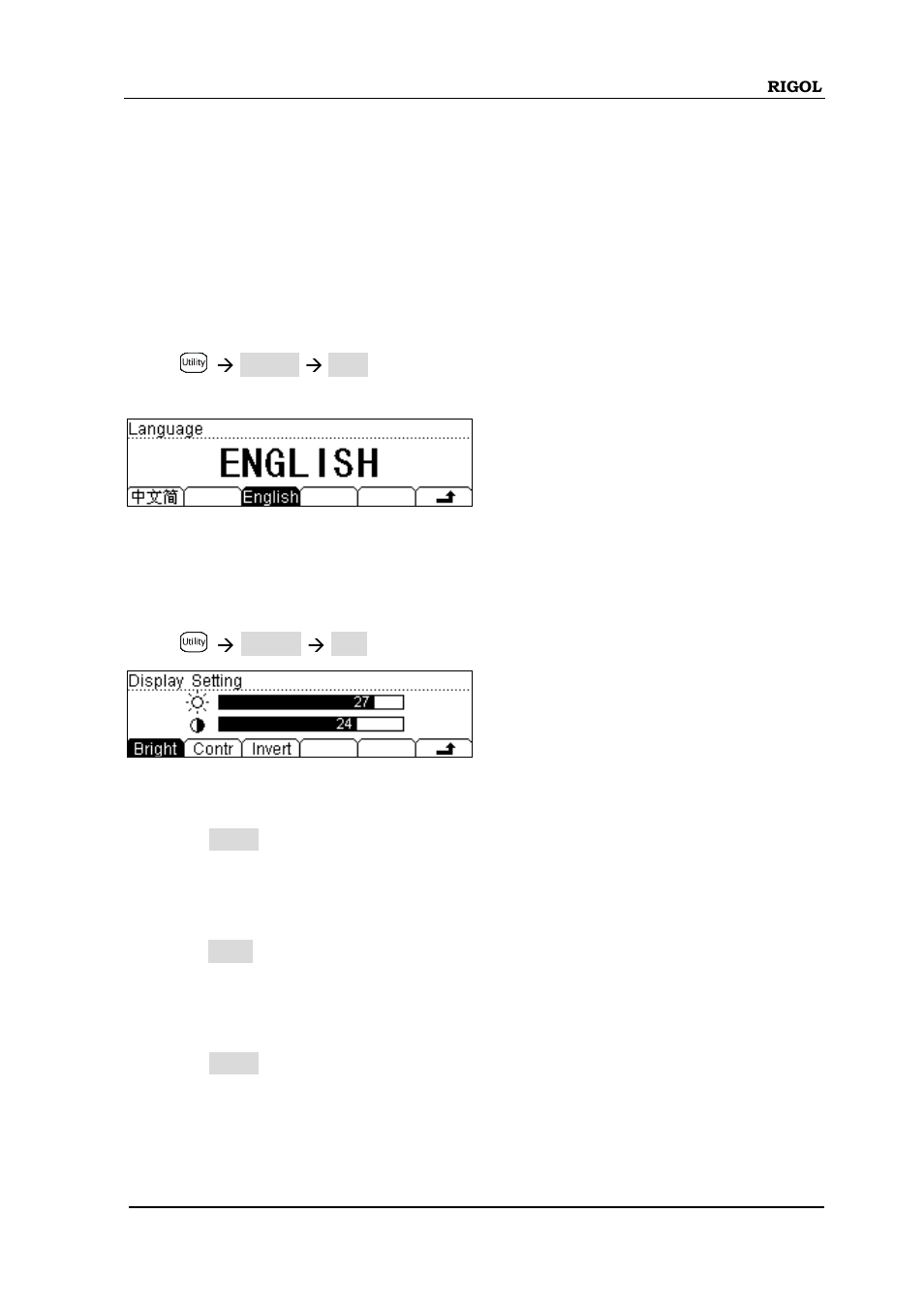 System configuration, To select the language, To set the display parameter | System configuration -77 | RIGOL DM3068 User Manual | Page 119 / 169