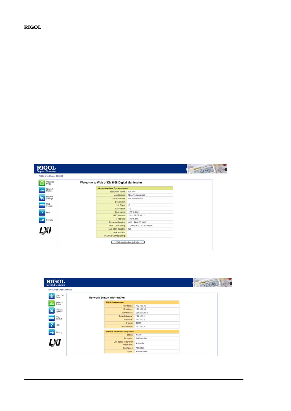 Web control, Web control -2 | RIGOL DM3068 User Manual | Page 126 / 169
