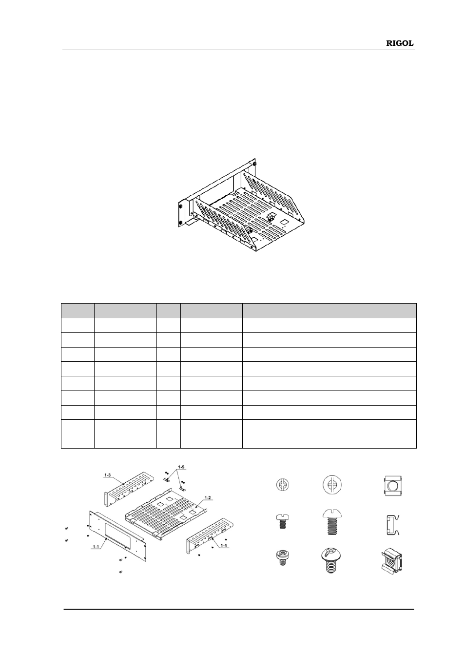 Using a rackmount kit, Kit parts list | RIGOL DM3068 User Manual | Page 61 / 66