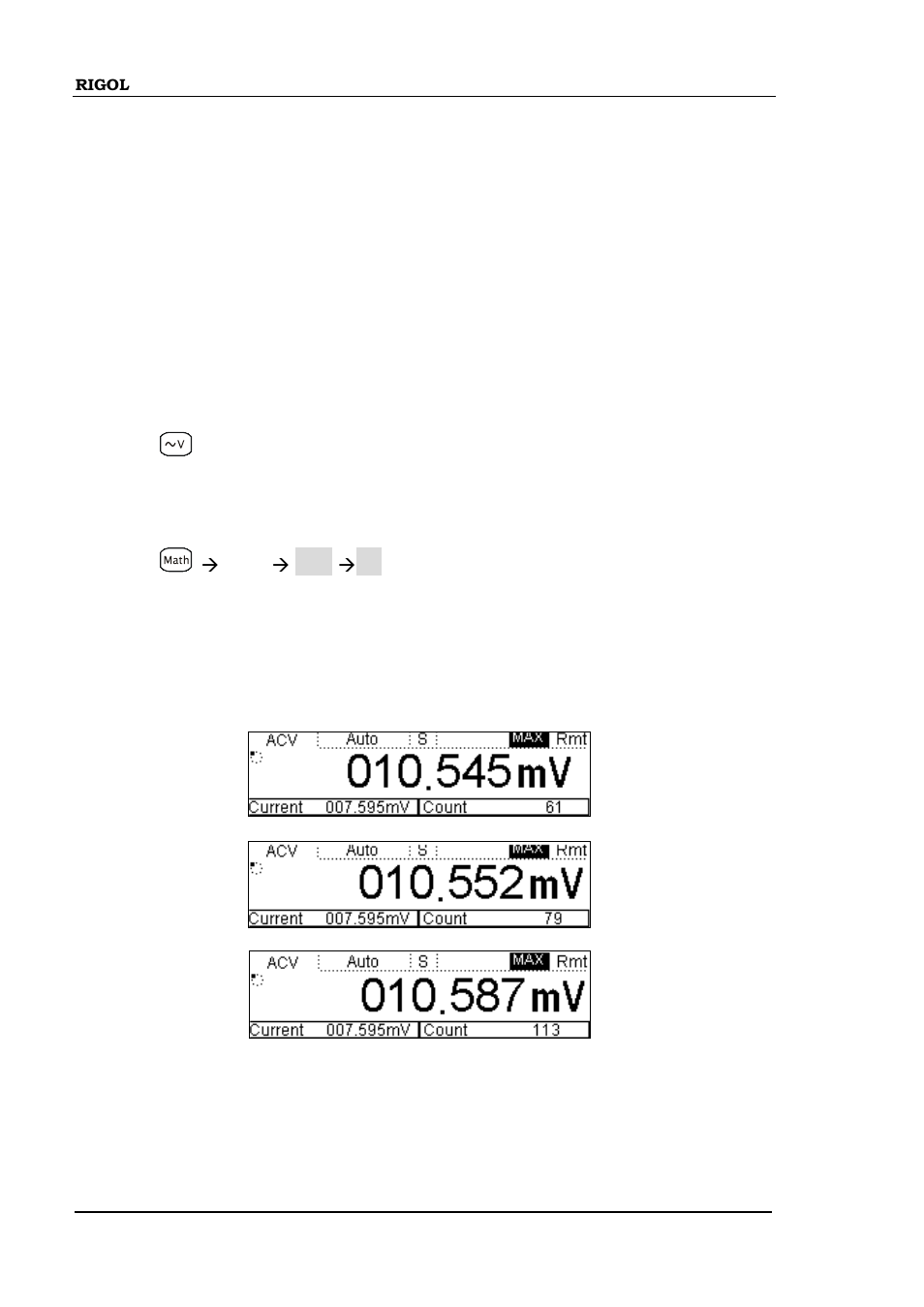 Example 1: reading statistic functions, Example 1: reading statistic functions -2 | RIGOL DM3058 User Manual | Page 100 / 138