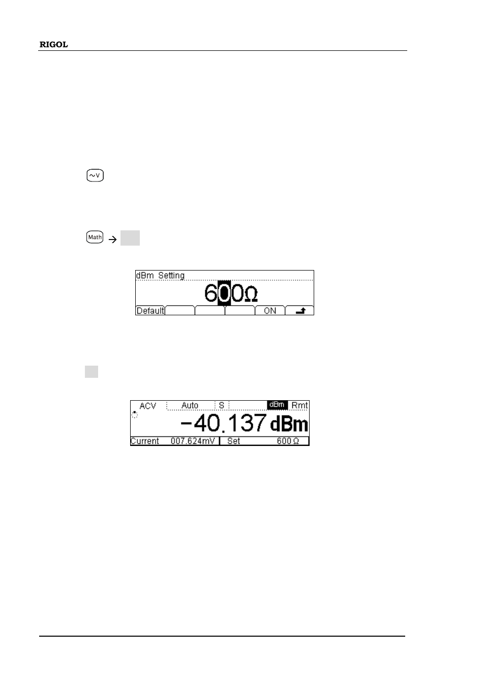 Example 3: dbm measurement, Example 3: dbm measurement -4 | RIGOL DM3058 User Manual | Page 102 / 138