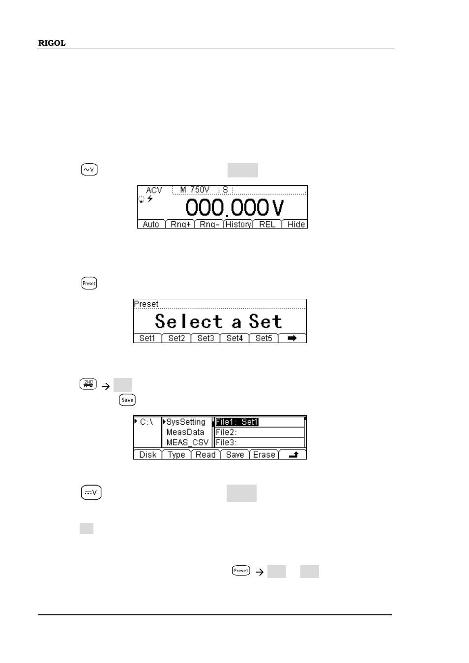 Example 8: store and recall the preset, Example 8: store and recall the preset -12 | RIGOL DM3058 User Manual | Page 110 / 138