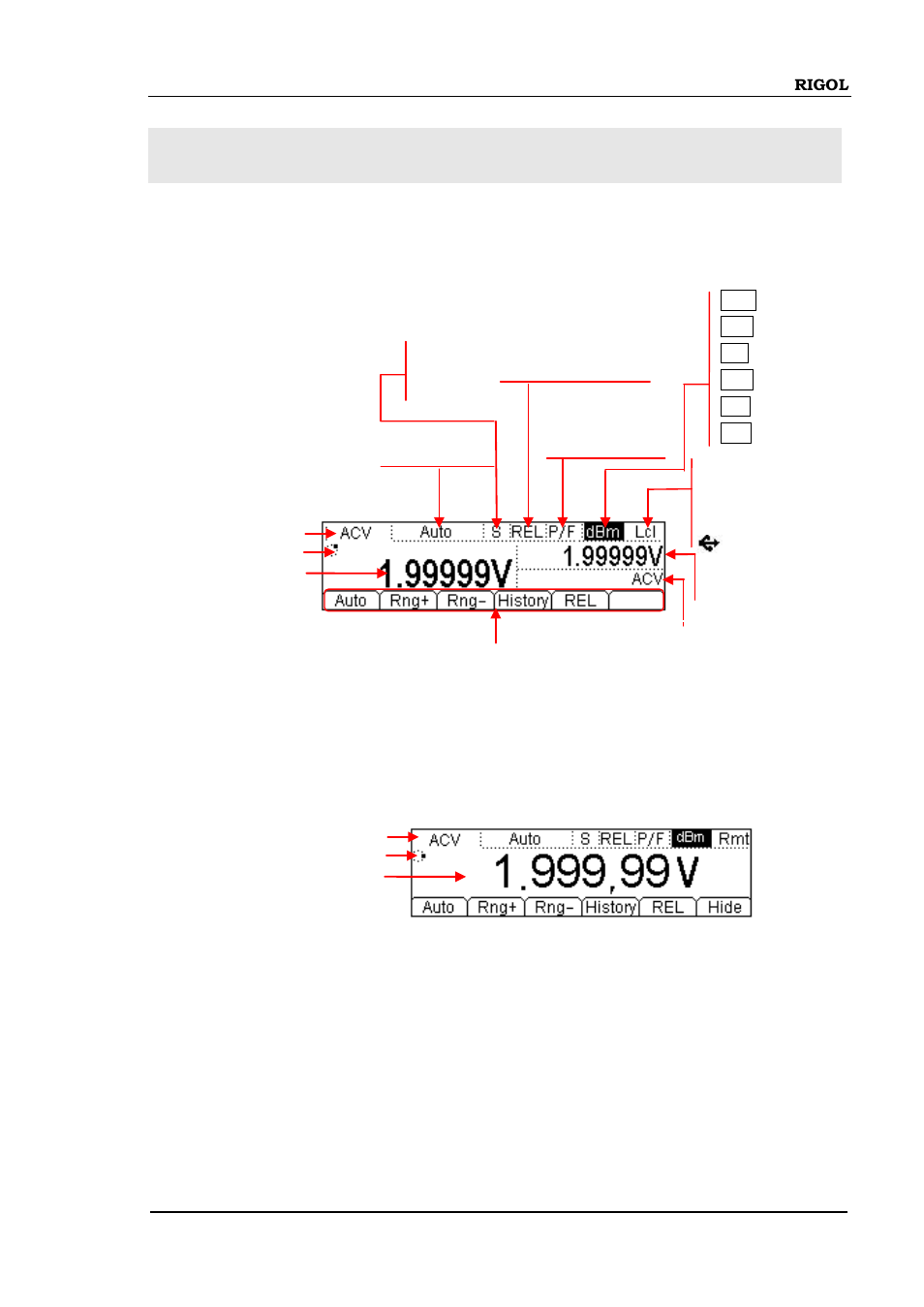 User interface, Double display, Single display | User interface -7, Double display -7 single display -7 | RIGOL DM3058 User Manual | Page 21 / 138