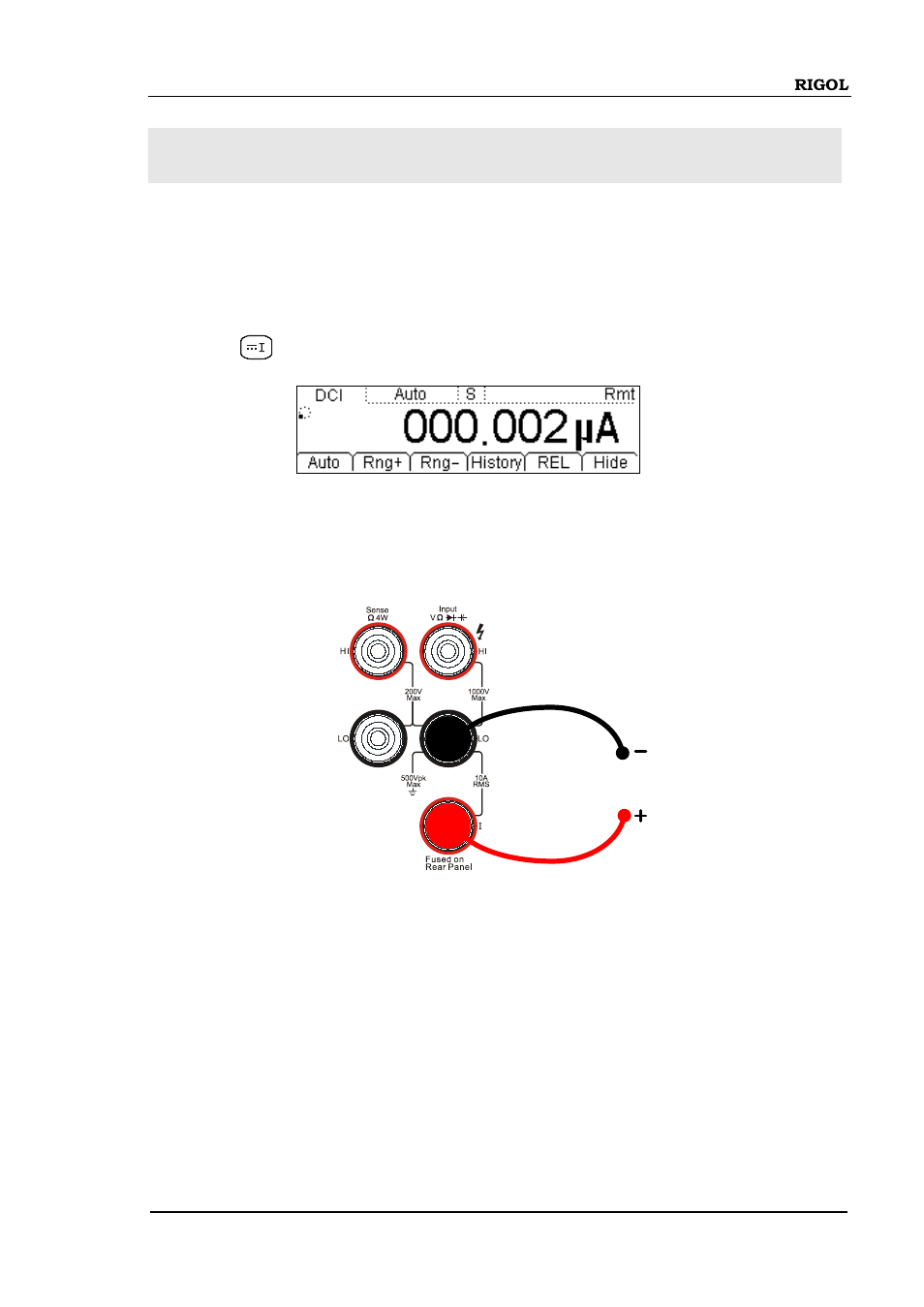 To measure dc current, To measure dc current -11 | RIGOL DM3058 User Manual | Page 33 / 138