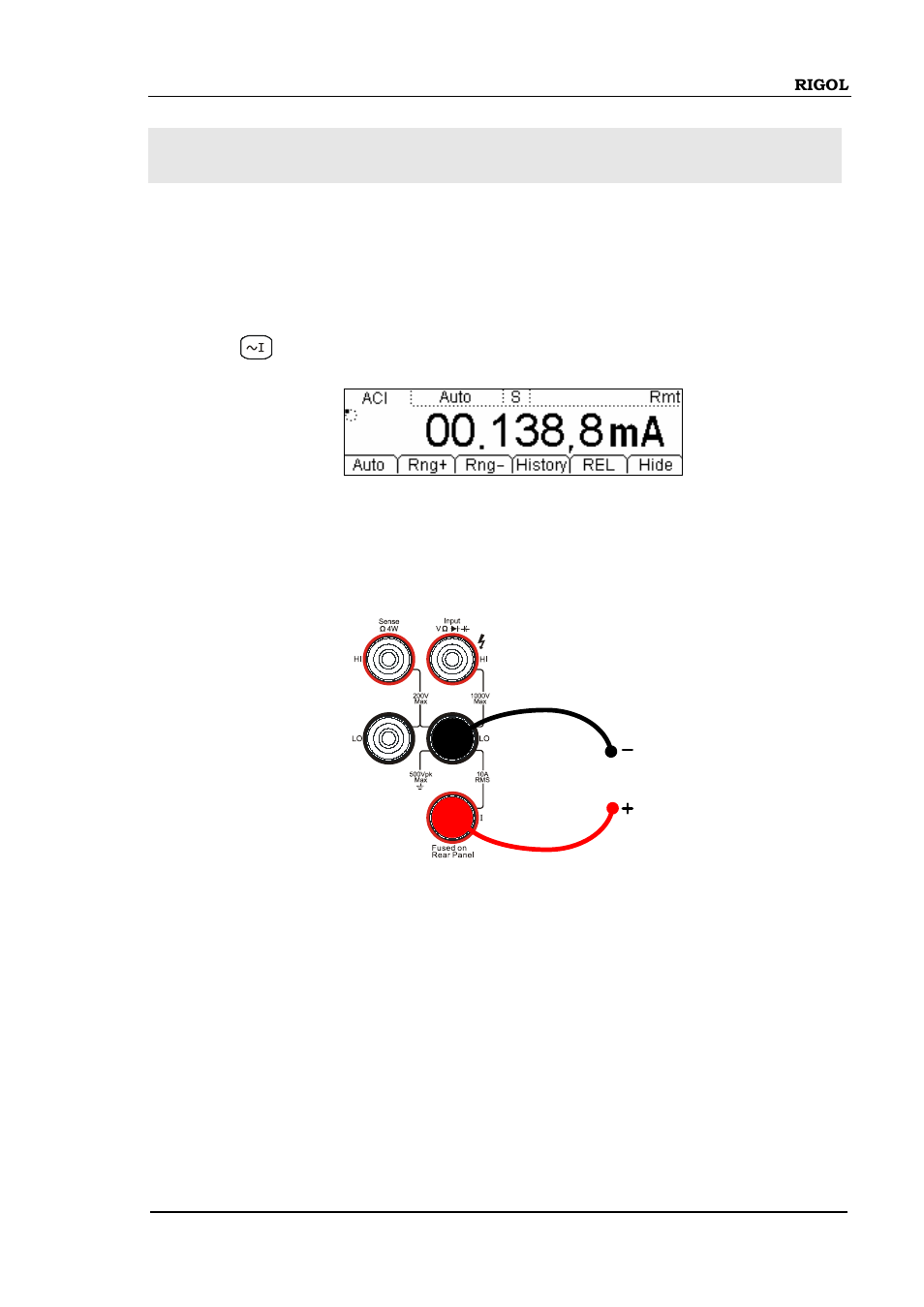 To measure ac current, To measure ac current -13 | RIGOL DM3058 User Manual | Page 35 / 138