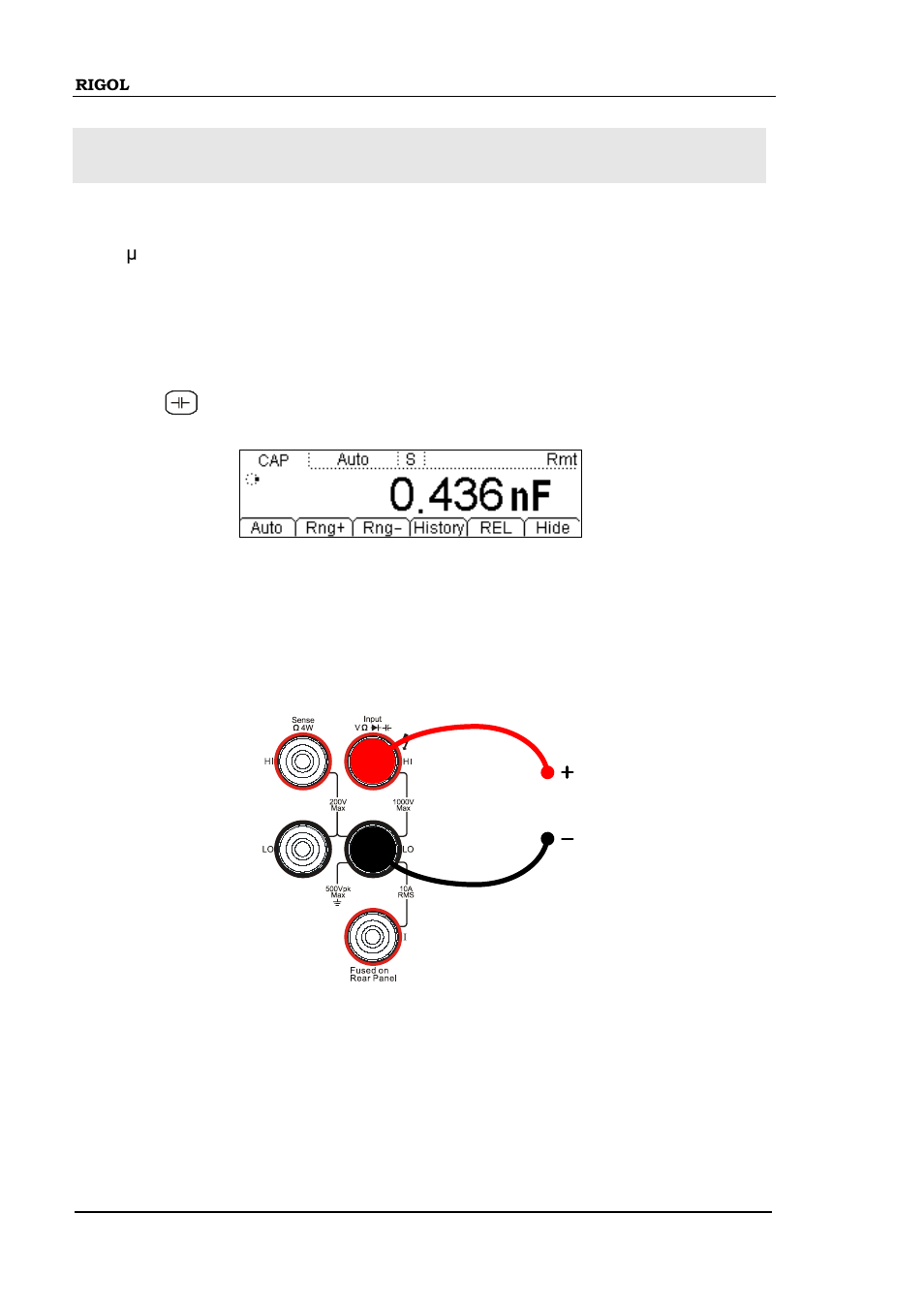 To measure capacitance, To measure capacitance -20 | RIGOL DM3058 User Manual | Page 42 / 138