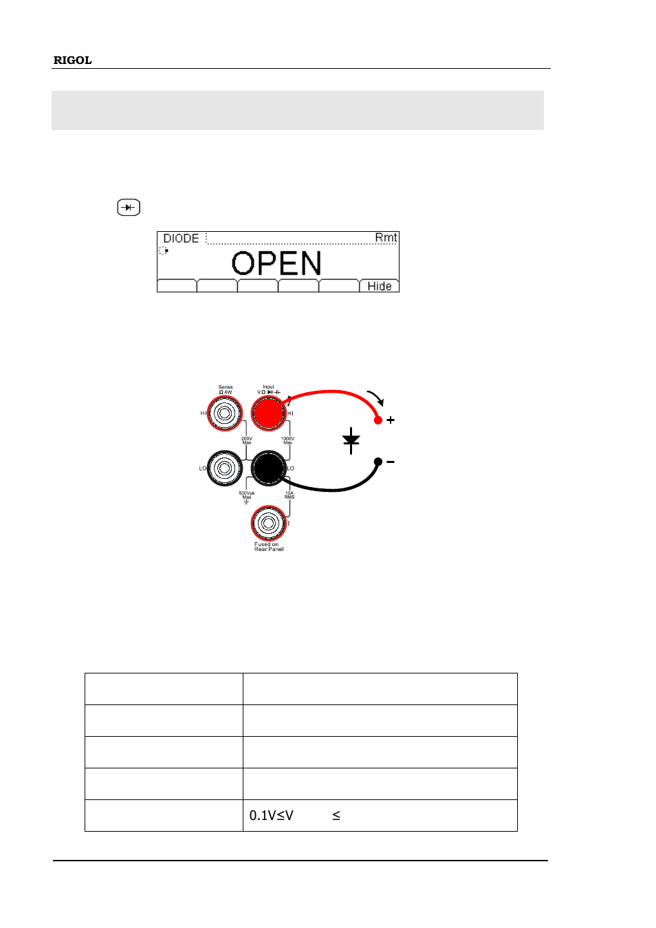 To check diode, To check diode -24 | RIGOL DM3058 User Manual | Page 46 / 138