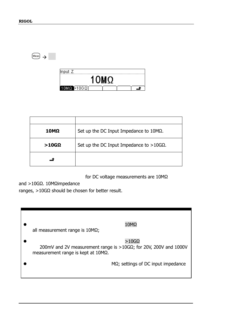 Dc input impedance | RIGOL DM3058 User Manual | Page 64 / 138