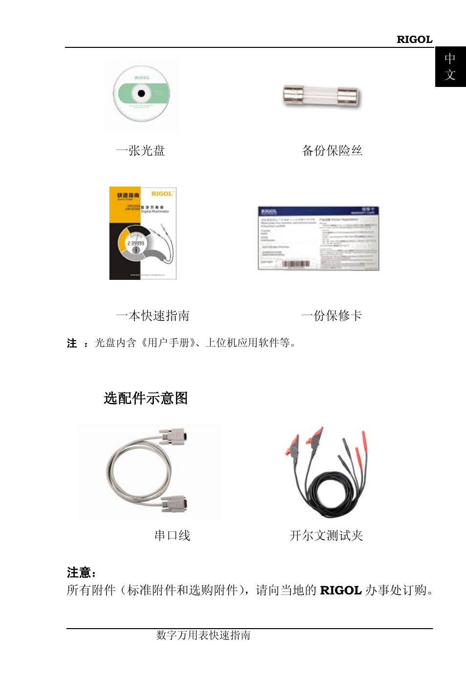 Iii. 选配件示意图 | RIGOL DM3058 User Manual | Page 11 / 47