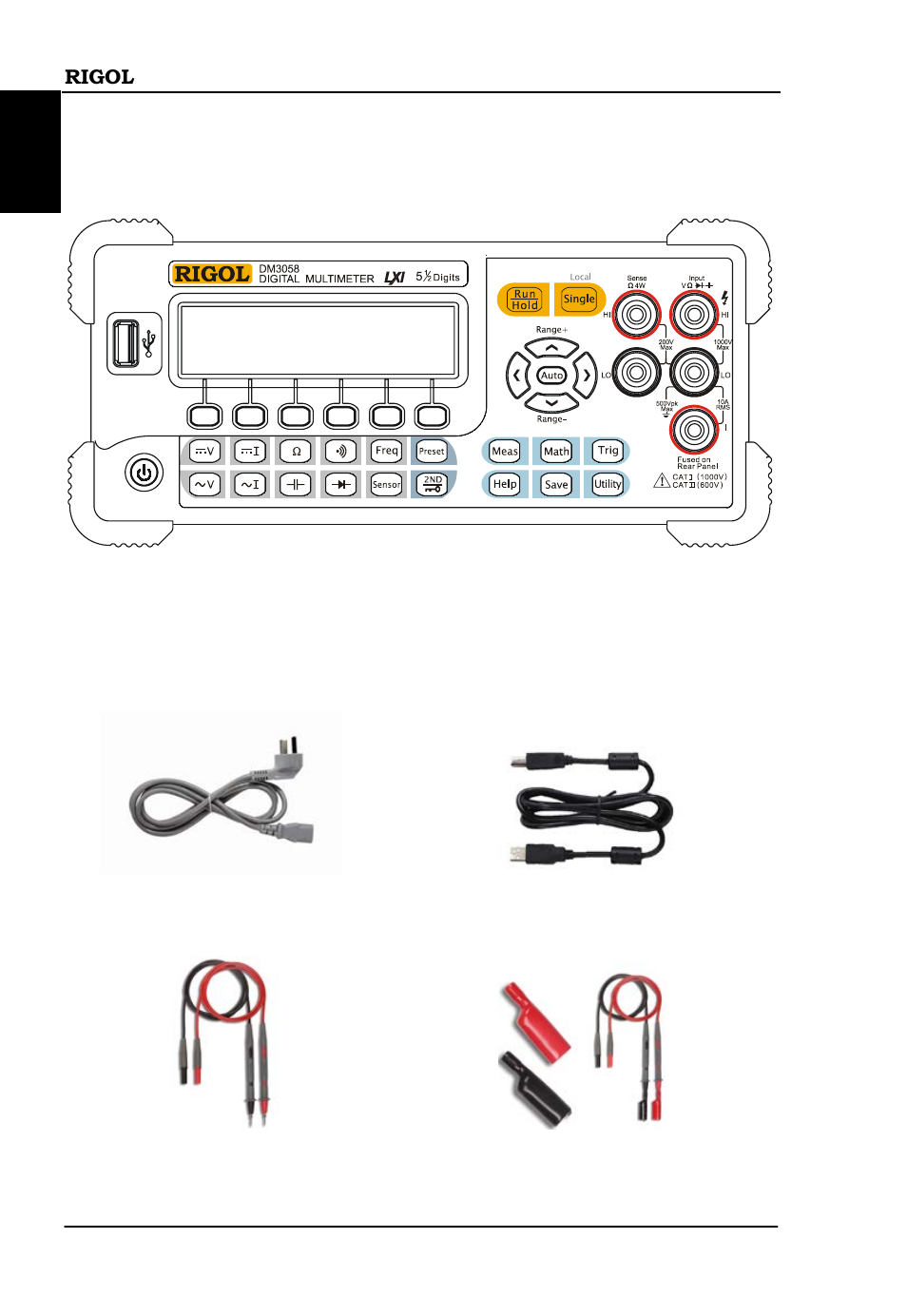 I. front panel of the instrument, Ii. standard accessory | RIGOL DM3058 User Manual | Page 34 / 47
