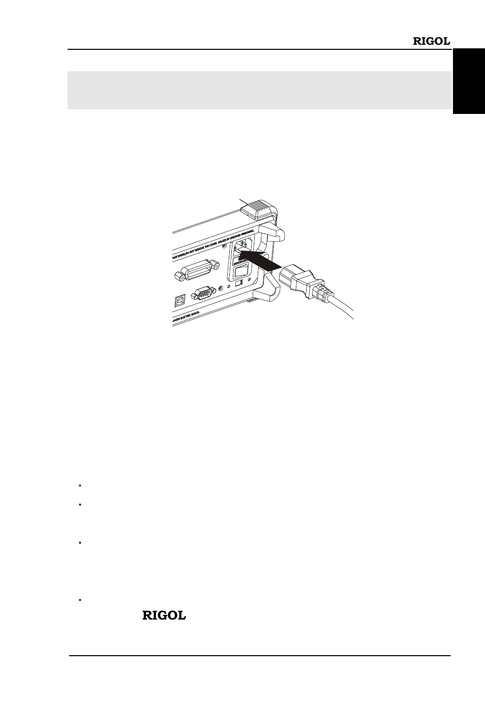 To connect power cord | RIGOL DM3058 User Manual | Page 37 / 47