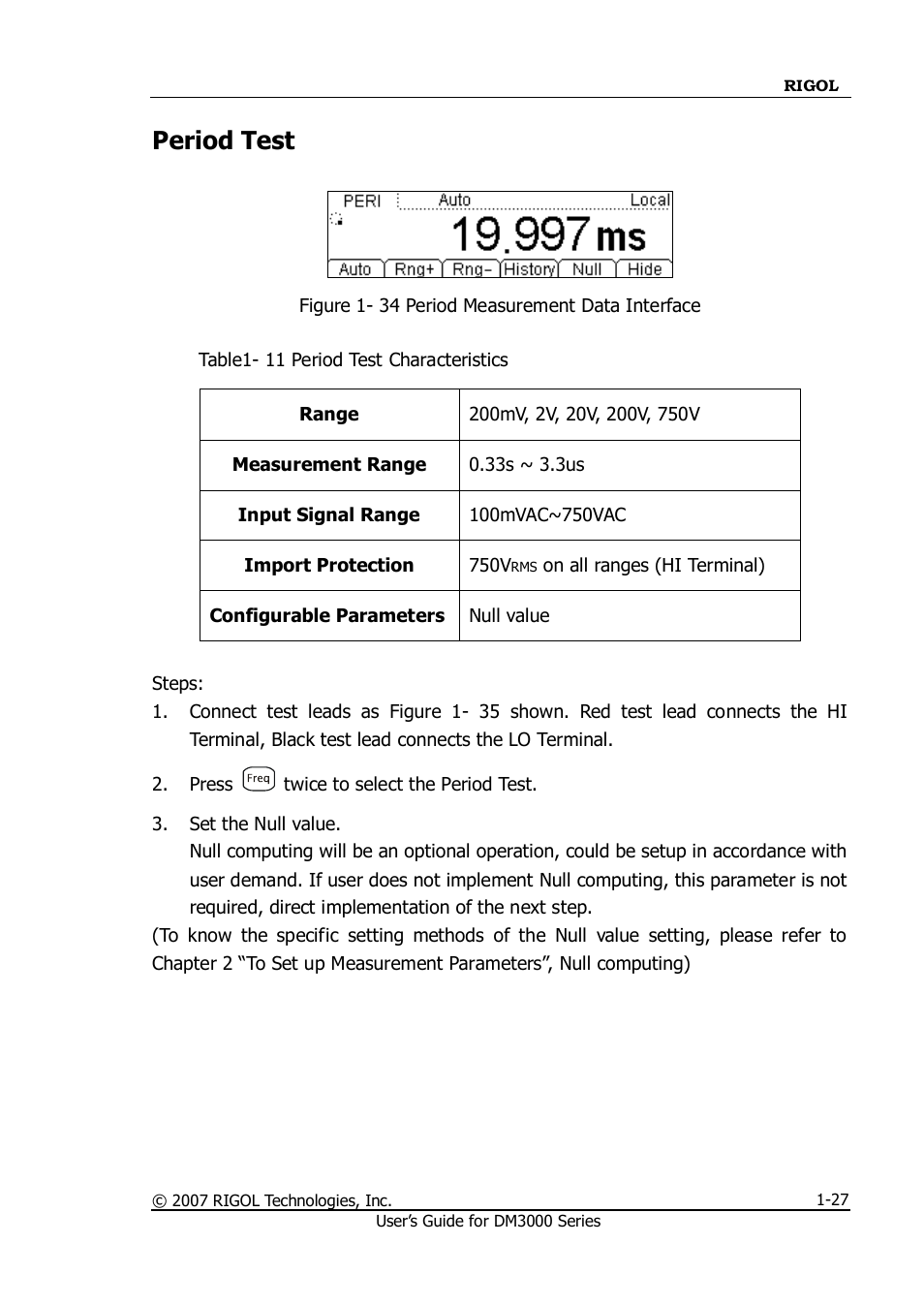 Period test | RIGOL M300 User Manual | Page 37 / 144