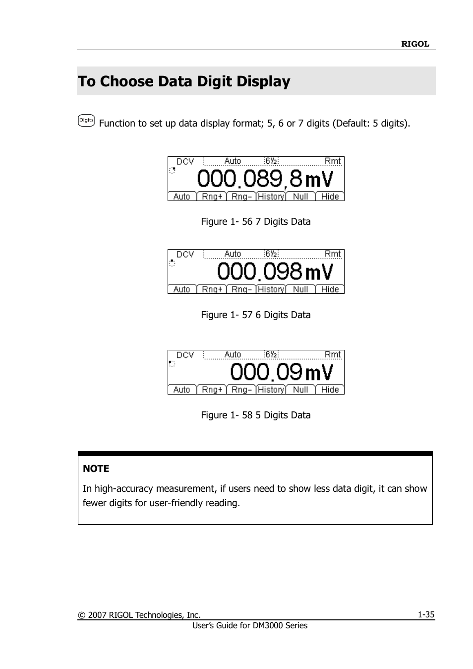 To choose data digit display, To choose data digit display -35 | RIGOL M300 User Manual | Page 45 / 144