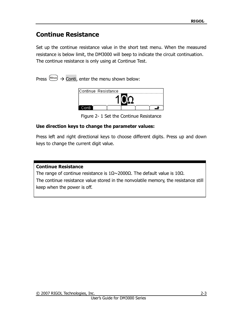 Continue resistance | RIGOL M300 User Manual | Page 51 / 144