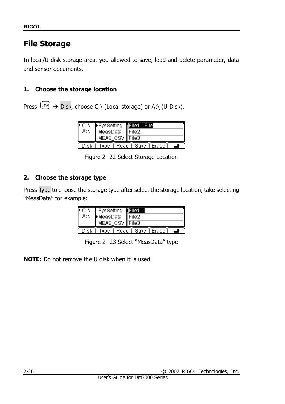 File storage | RIGOL M300 User Manual | Page 74 / 144