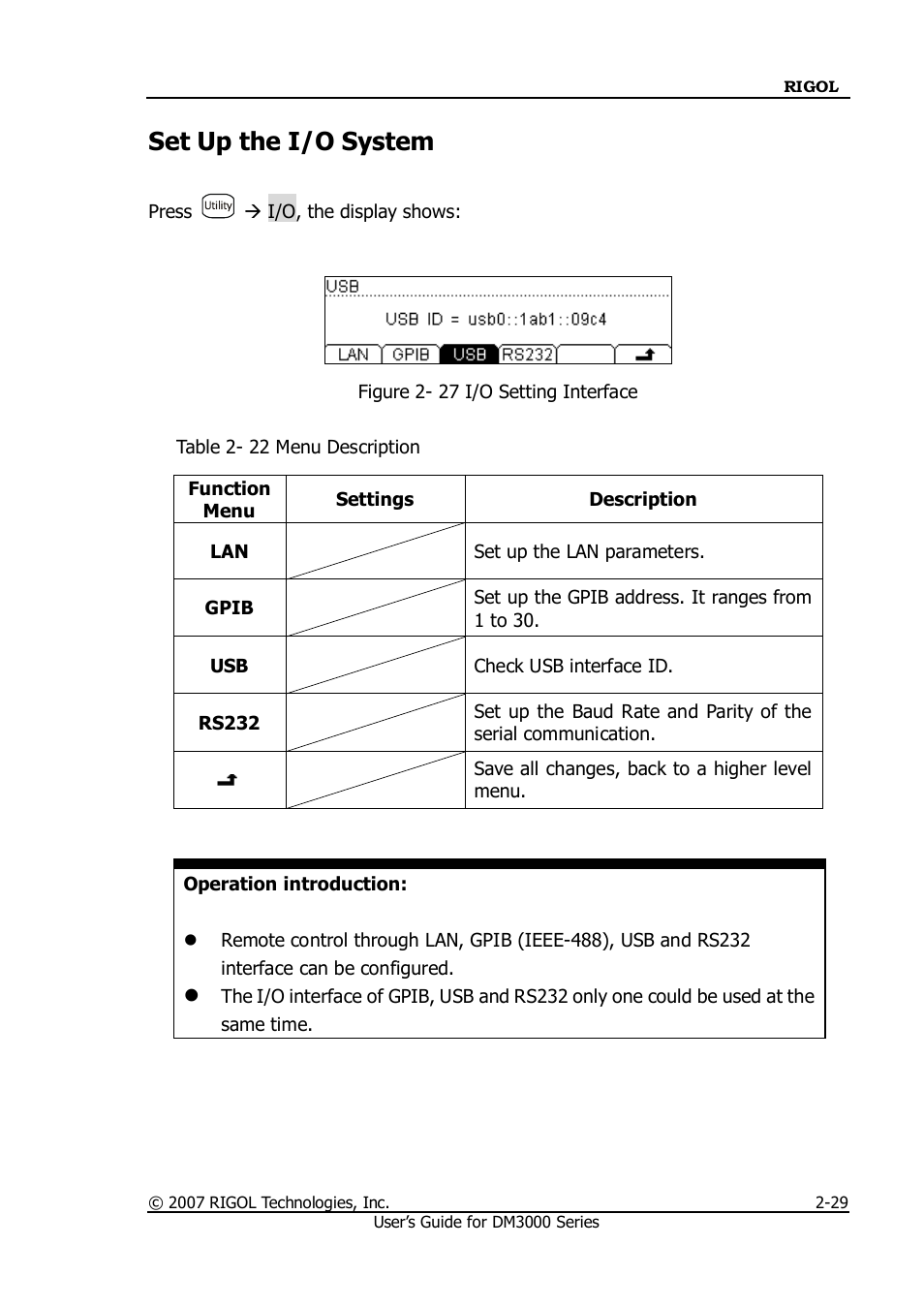 Set up the i/o system | RIGOL M300 User Manual | Page 77 / 144