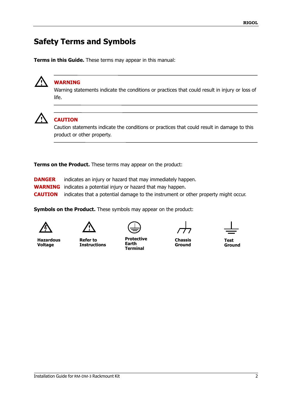 Safety terms and symbols | RIGOL M300 User Manual | Page 3 / 10