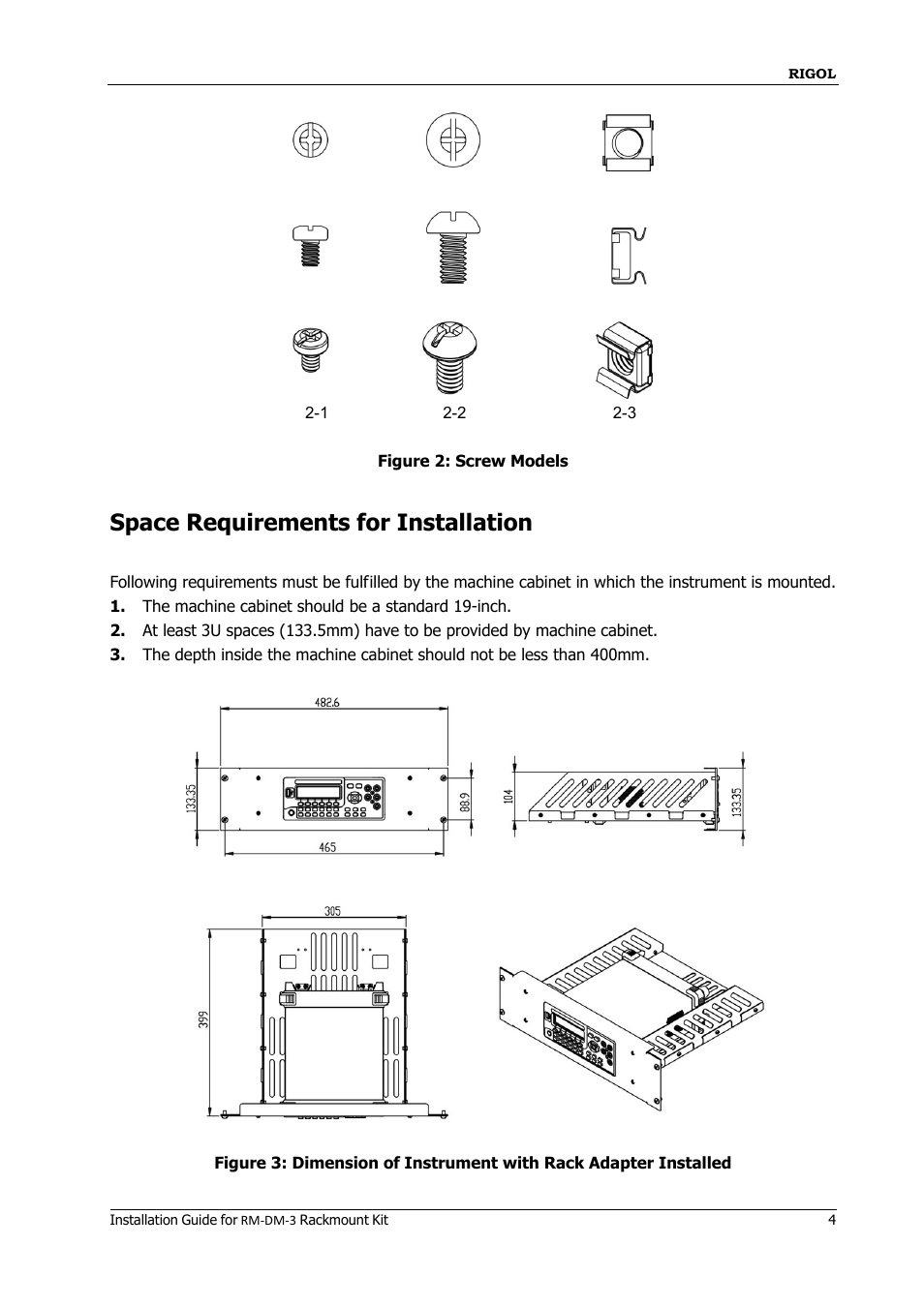 Space requirements for installation | RIGOL M300 User Manual | Page 5 / 10