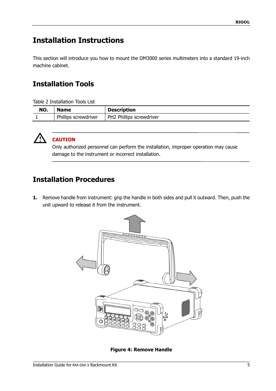 Installation instructions, Installation tools, Installation procedures | RIGOL M300 User Manual | Page 6 / 10