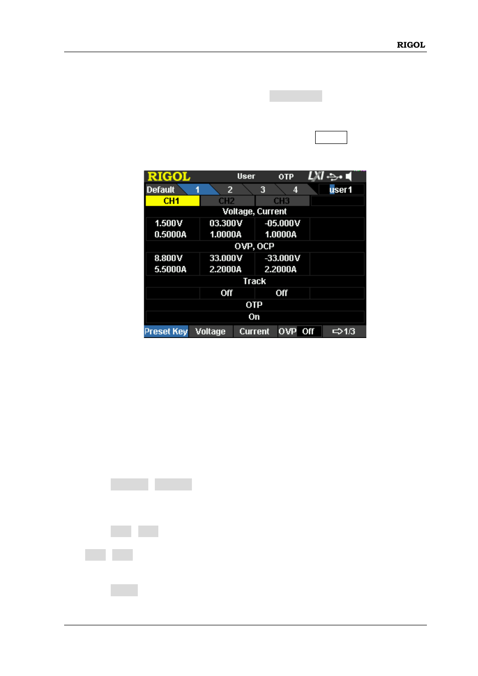 To recall the user-defined setting | RIGOL DP832A User Manual | Page 123 / 146