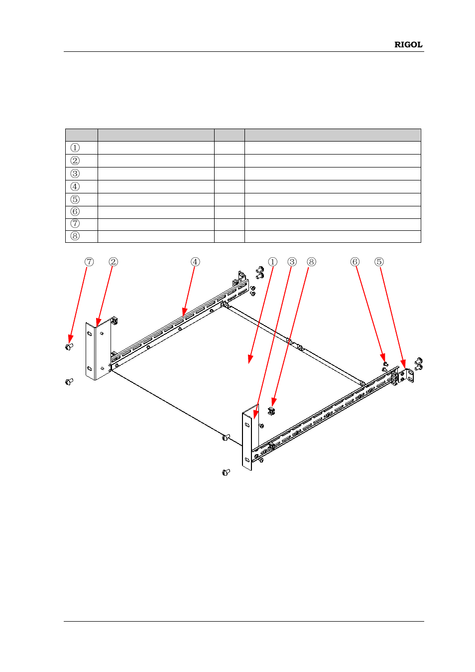 To install two instruments, Part list, To install two instruments -29 | RIGOL DP832A User Manual | Page 47 / 146