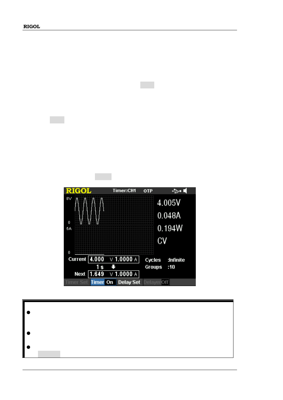 To save and read the timer file, To enable the timer, To enable the timer -26 | RIGOL DP832A User Manual | Page 80 / 146