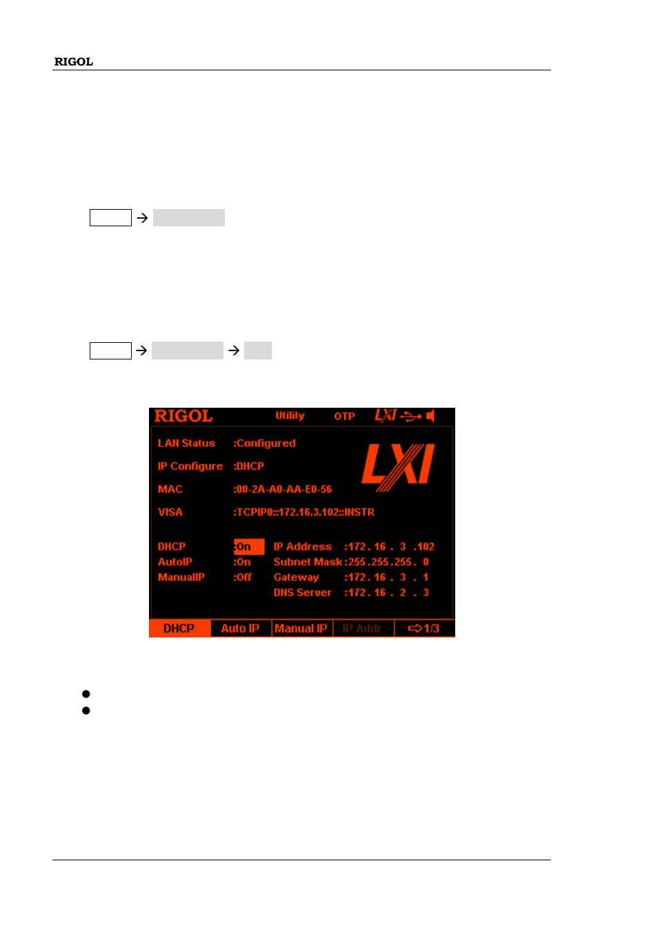 I/o configuration, To set the lan parameters, I/o configuration -52 | RIGOL DP832 User Manual | Page 102 / 144