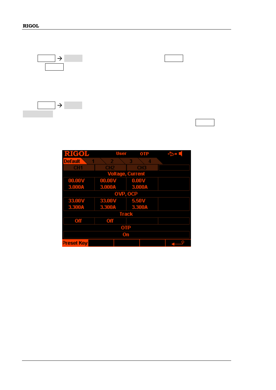 Preset setting, To restore to factory setting, Preset setting -62 | RIGOL DP832 User Manual | Page 112 / 144