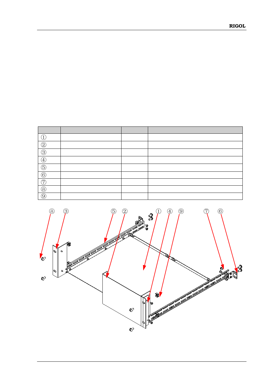 To rack mount the instrument, To install a single instrument, Part list | To rack mount the instrument -19, To install a single instrument -19 | RIGOL DP832 User Manual | Page 37 / 144