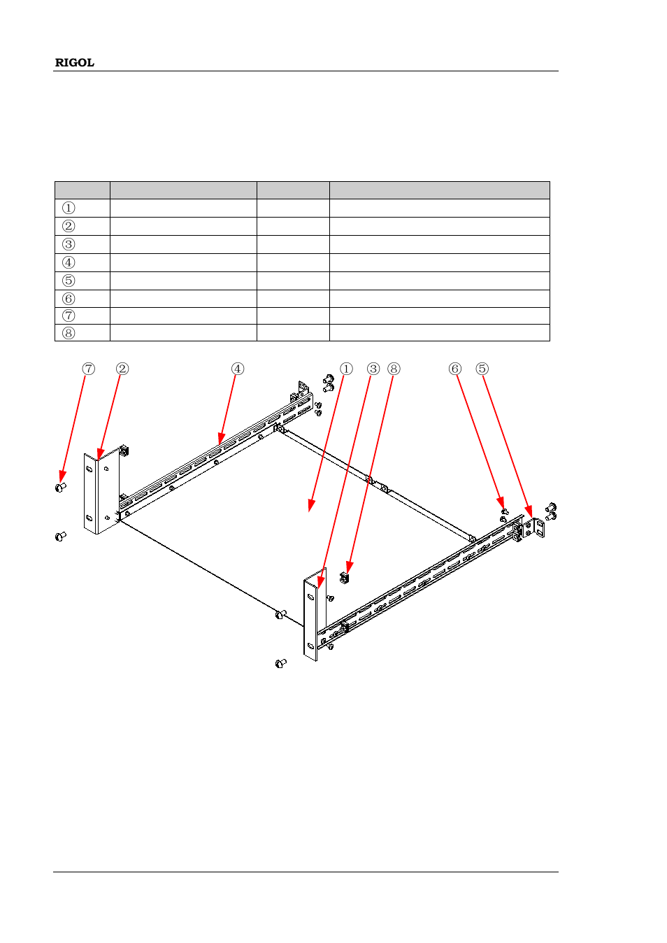 To install two instruments, Part list, To install two instruments -26 | RIGOL DP832 User Manual | Page 44 / 144