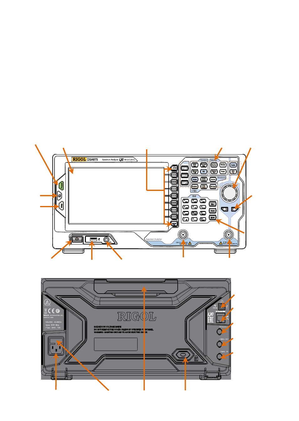 Product overview | RIGOL DSA875 User Manual | Page 9 / 12