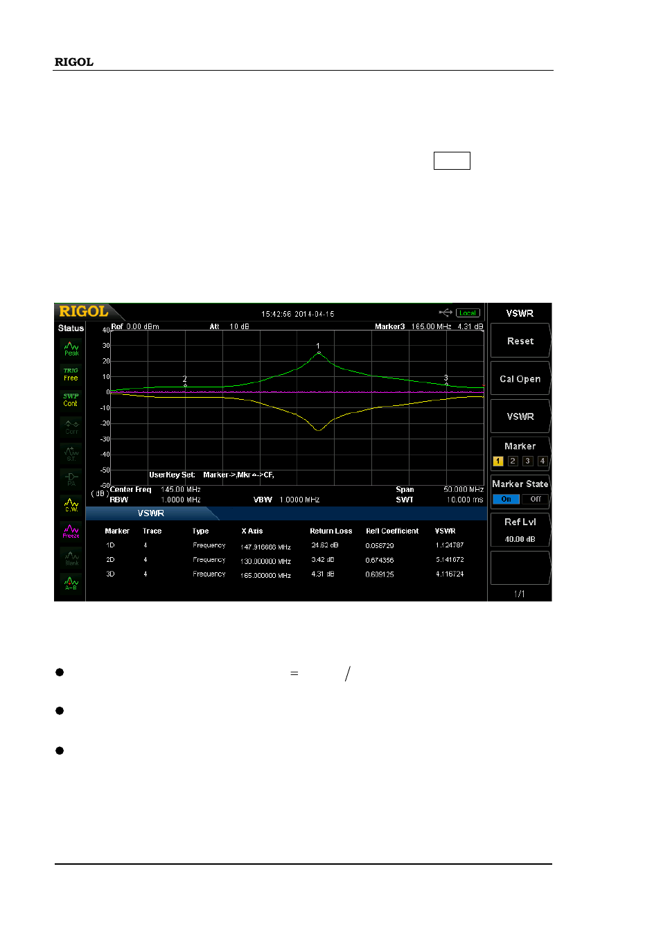 Meas setup, Vswr, Meas setup -50 | RIGOL DSA875 User Manual | Page 102 / 235