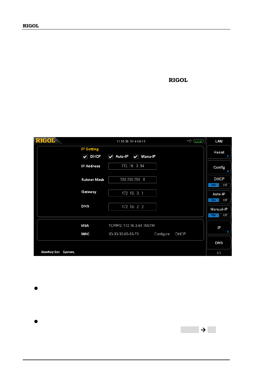 I/o settings | RIGOL DSA875 User Manual | Page 158 / 235