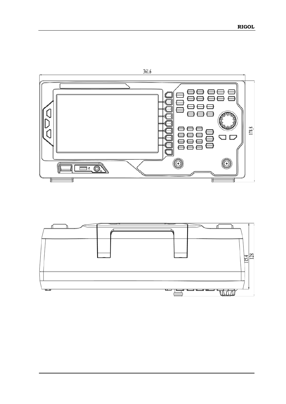 Appearance and dimensions, Appearance and dimensions -3 | RIGOL DSA875 User Manual | Page 23 / 235