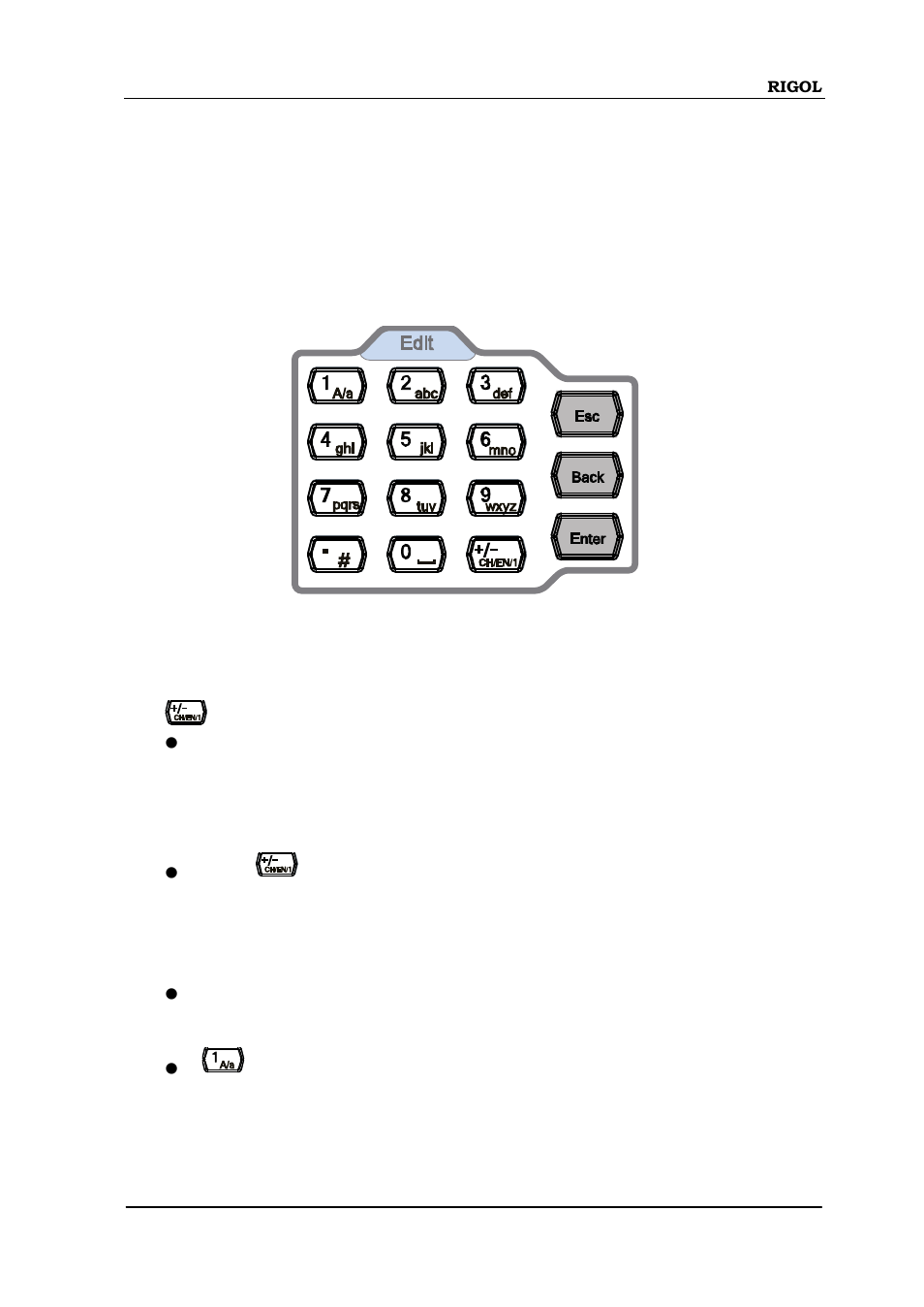 To use the numeric keyboard, To use the numeric keyboard -13 | RIGOL DSA875 User Manual | Page 33 / 235