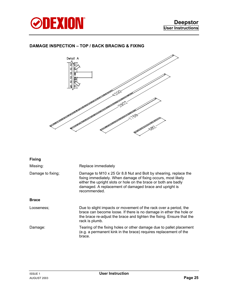 Deepstor | Dexion DEEPSTOR DEIVE-IN PALLET RACKING User Manual | Page 31 / 37