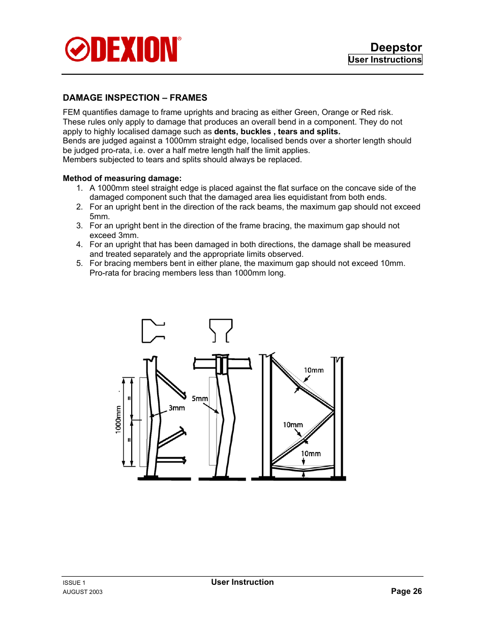 Deepstor | Dexion DEEPSTOR DEIVE-IN PALLET RACKING User Manual | Page 32 / 37